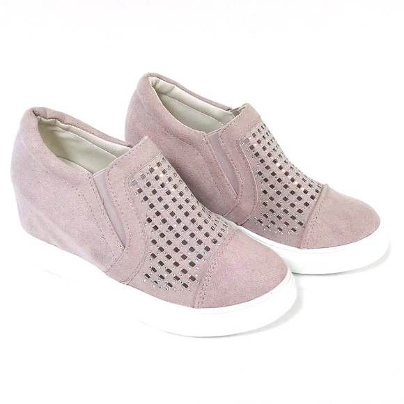 Women's Hidden Wedge Slip On Sneaker Shoes w/Rhinestones.  EU Sz 40 US Sz 9 NWOT - Picture 3 of 16